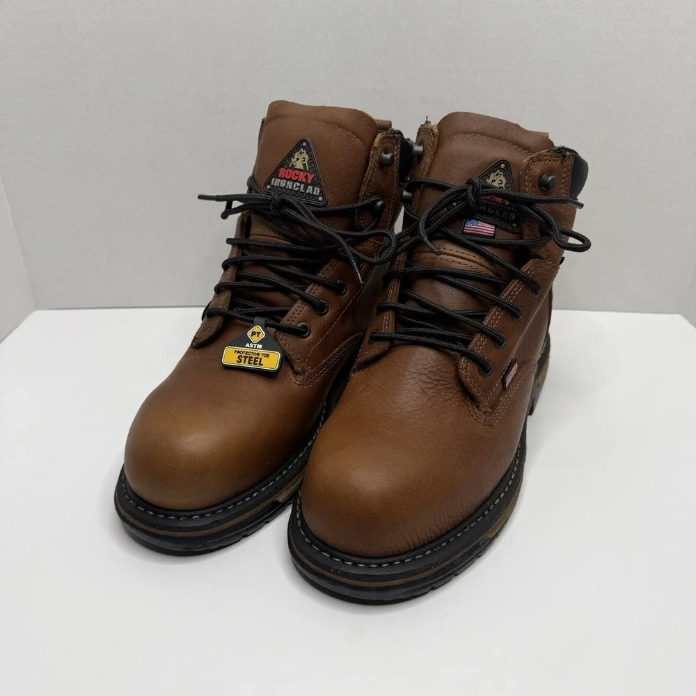 Rocky IronClad USA RKK0330 Steel Toe Waterproof Work Boots Mens 9M New